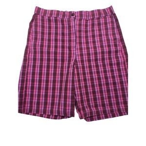 Urban Outfitters Women's Longline Pink Plaid Skater‎ Short Size XL Baggy Print
